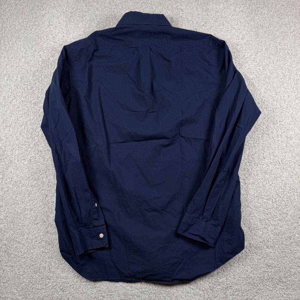 Ralph Lauren Button Down Mens L Navy Blue Cotton Stretch Long Sleeve Shirt - Picture 6 of 6